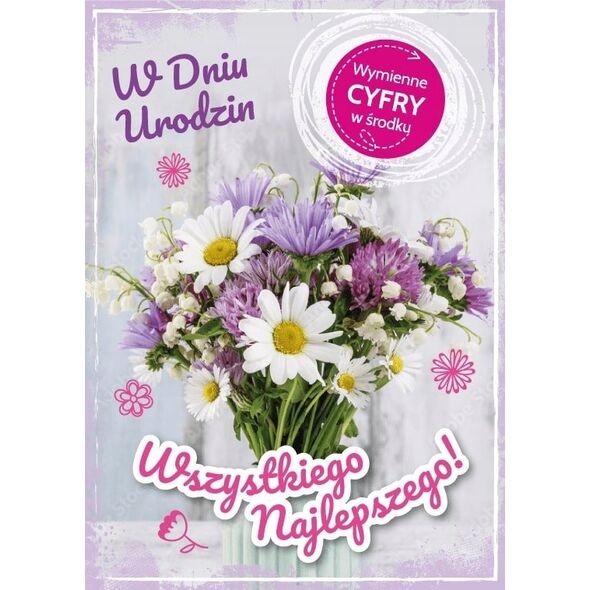 KUKARTKA Karnet Urodziny wymienne cyfry