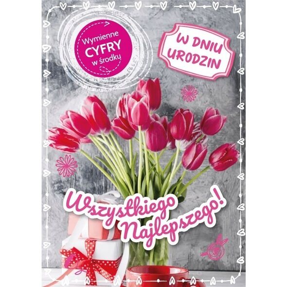 KUKARTKA Karnet Urodziny wymienne cyfry