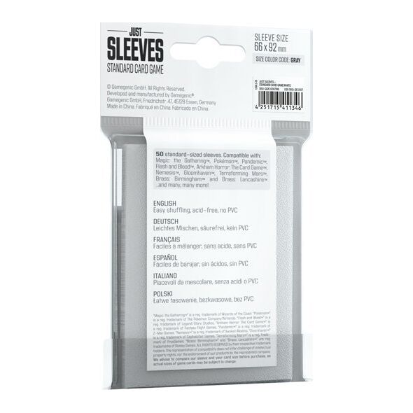 Gamegenic Gamegenic: Just Sleeves - Standard Card Game Sleeves (66x91 mm), Bia³e, 50 sztuk