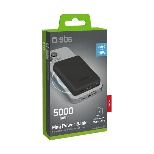 Powerbank SBS Mobile SBS Powerbank 5.000 mAh USB-C/MagSafe 10 W schwarz