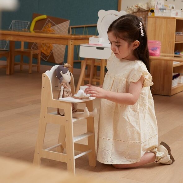 Viga Toys Krzesełko Do Karmienia Dla Lalek Białe Drewniane Lumarko!