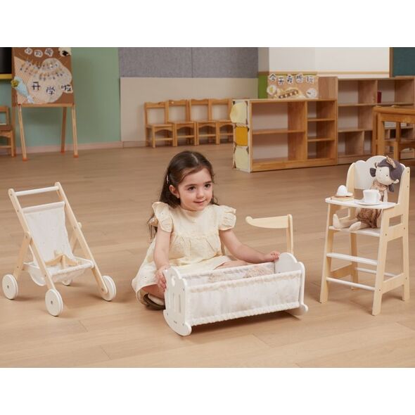 Viga Toys Krzesełko Do Karmienia Dla Lalek Białe Drewniane Lumarko!