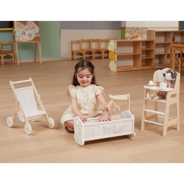 Viga Toys Krzesełko Do Karmienia Dla Lalek Białe Drewniane Lumarko!