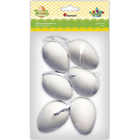Titanum Zawieszki plastikowe jajka 40x60mm białe 6szt