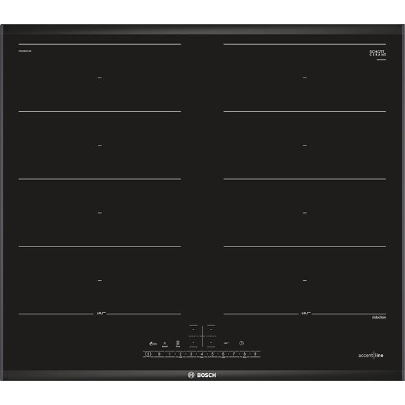 Płyta grzewcza Bosch Bosch Serie 6 PXX695FC5E, Black, Built-in, 60 cm, Zone induction hob, Glass-ceramic, 4 zone(s)