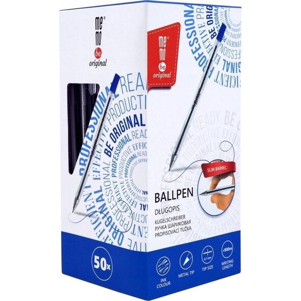 MemoBe Długopis biurowy 0,7mm niebieski (50szt) MemoBe