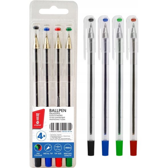 MemoBe Długopis biurowy 0,7mm 4 kolory MemoBe