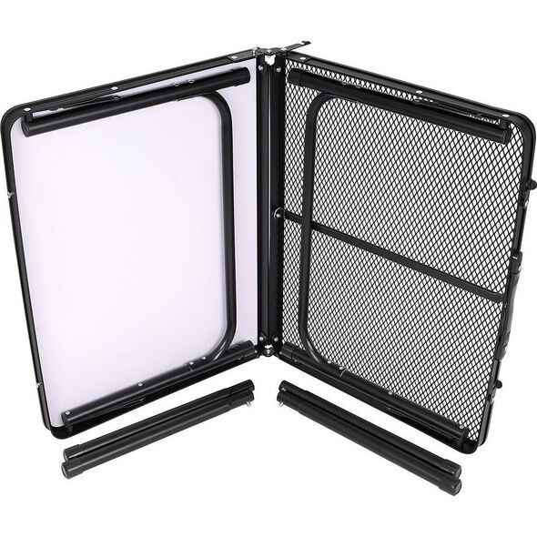 vidaXL STOLIK TURYSTYCZNY SKŁADANY KEMPINGOWY 90X60X36-68CM SIATKA STALOWA DREWNO