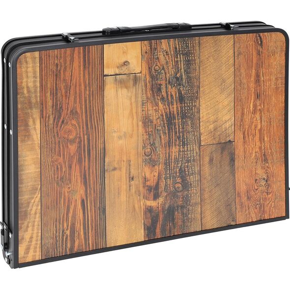 vidaXL STOLIK TURYSTYCZNY SKŁADANY KEMPINGOWY 90X60X36-68CM SIATKA STALOWA DREWNO