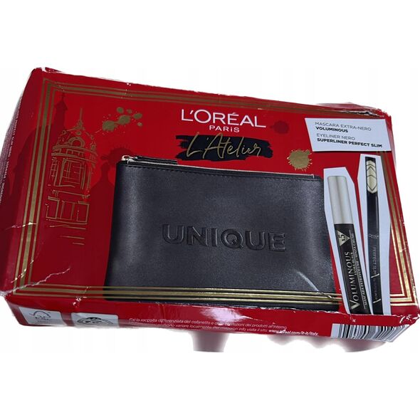 L OREAL Atelier Kit Set L'Oreal Paris: Lash Paradise, Volumizing & Lengthening, Mascara, Extra Black, 6.4 ml + Paradise, Kajal Eye Pencil, 1.2 g + Makeup Bag, Black For Women