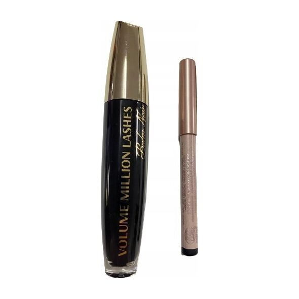 L OREAL Atelier Kit Set L'Oreal Paris: Volume Million Lashes, Volumizing & Lengthening, Mascara, Black, 8.9 ml + Paradise, Kajal Eye Pencil, 1.2 g + Makeup Bag, Gold For Women