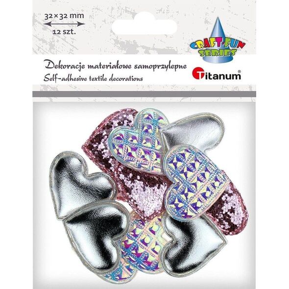 Titanum Dekoracje samoprzylepne serca 32x29mm 12szt