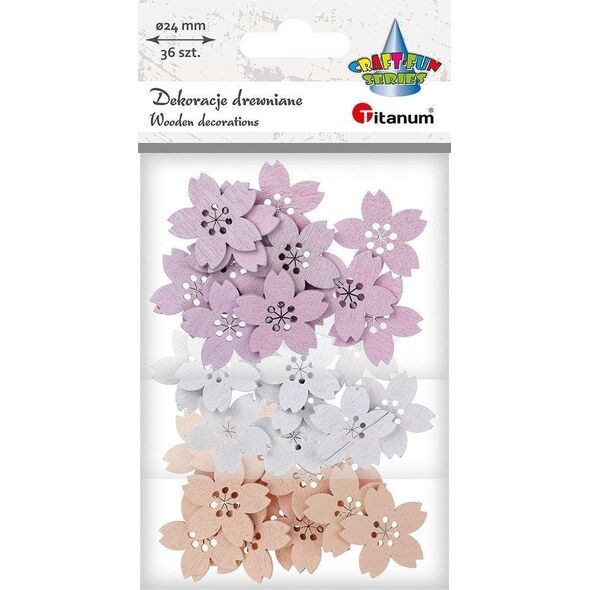 Titanum Drewniane kwiaty mix kolorów 36szt