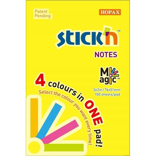 Stickn Notes samoprzylepny 51x76mm neon mix 100K