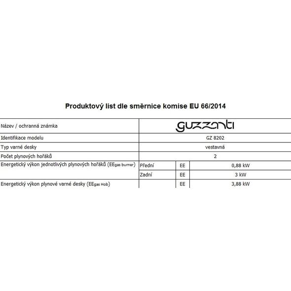 Płyta grzewcza Guzzanti Domino Guzzanti GZ 8202 gas hob