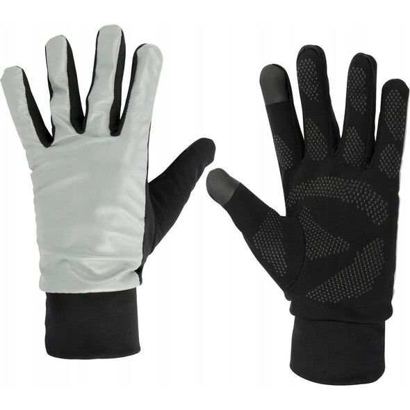 Brubeck Pirštinės bėgimui unisex AVENTO 44AC reflective XS/S sidabrinis/juodas