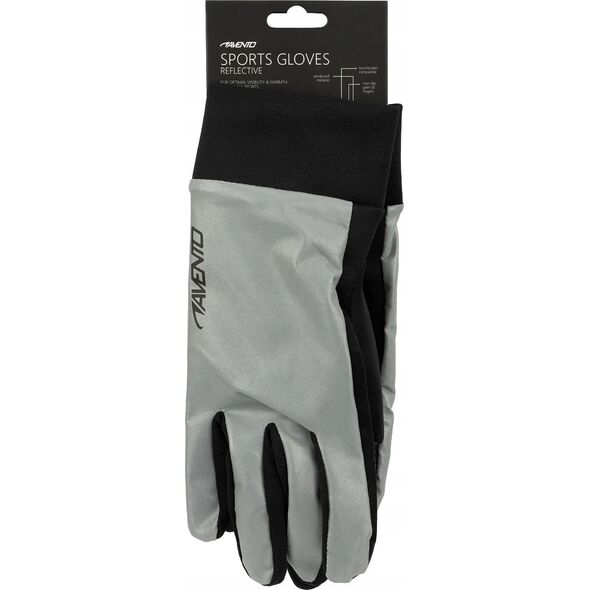 Brubeck Pirštinės bėgimui unisex AVENTO 44AC reflective XS/S sidabrinis/juodas