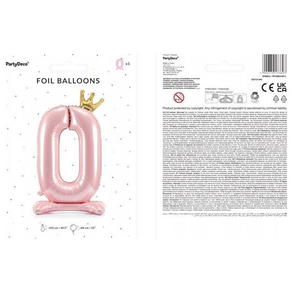 PartyDeco Stoj±cy balon foliowy 0 jasny róż 84cm