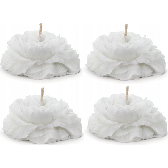 Party Deco ¦wieca pływaj±ca piwonia matowa biały 8cm 4szt