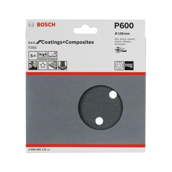 Bosch Sanding sheet F355, pack of 5 Bosch 2608605131