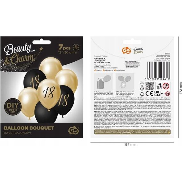 GoDan Balony B&C bukiet j. złoto-czarny 7szt
