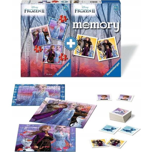 Trefl Puzzle 2D 3w1 + memory Kraina Lodu