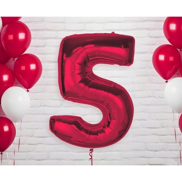 GoDan Balon foliowy cyfra 5 czerwona Smart 92cm