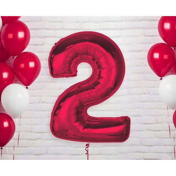 GoDan Balon foliowy cyfra 2 czerwona Smart 92cm