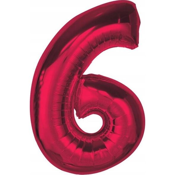 GoDan Balon foliowy cyfra 6 czerwona Smart 92cm