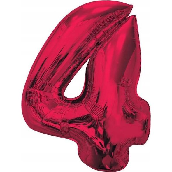GoDan Balon foliowy cyfra 4 czerwona Smart 92cm