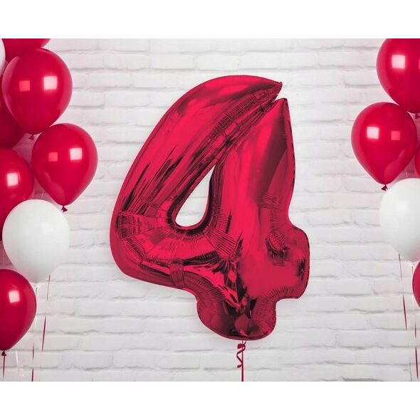 GoDan Balon foliowy cyfra 4 czerwona Smart 92cm