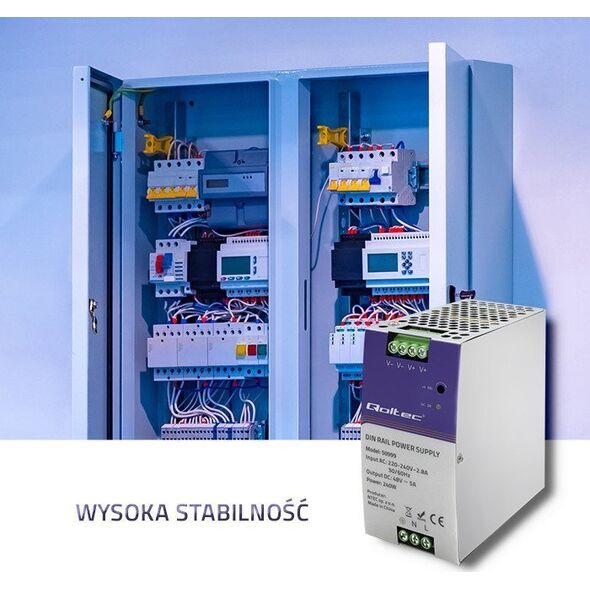 Qoltec Qoltec Przemysłowy zasilacz na szynę DIN | 240W | 48V | 5A