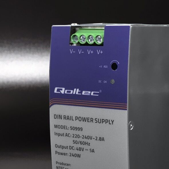 Qoltec Qoltec Przemysłowy zasilacz na szynę DIN | 240W | 48V | 5A