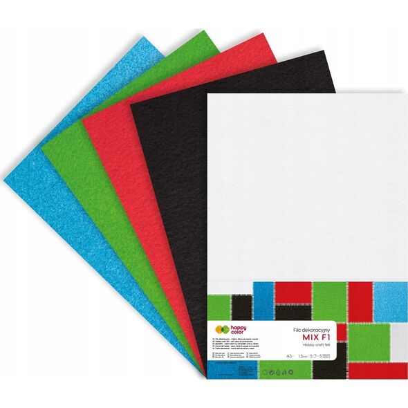 Happy Color Filc dekoracyjny MIX F1 5szt HAPPY COLOR