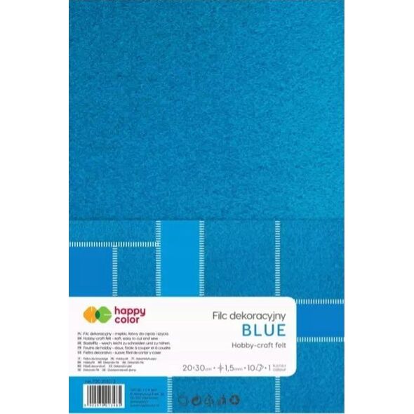 GDD Filc dekoracyjny niebieski 10szt HAPPY COLOR