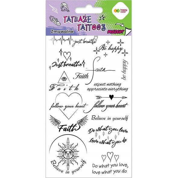 BaByliss Tatuaże zmywalne Words HAPPY COLOR