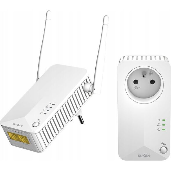 Adapter powerline Strong Strong POWERLWF600DUOFR Karta sieciowa do PowerLine 600 Mbit/s Przewodowa sieć LAN Wi-Fi Biały 2 szt.