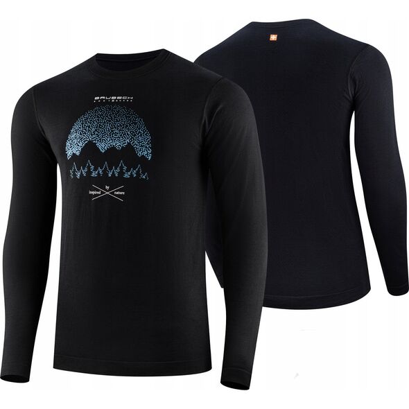 Brubeck LS1414M Koszulka męska z długim rękawem OUTDOOR WOOL PRO czarny L - GÓRY 14