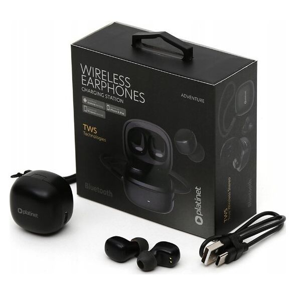 Słuchawki Platinet Platinet wireless earbuds PM1001B TWS, black (45923)