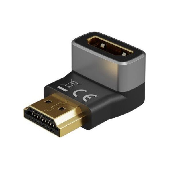 Adapter AV Goobay Adapter HDMI™ kątowy 270° pionowy, 8K @ 60 Hz, pozłacany