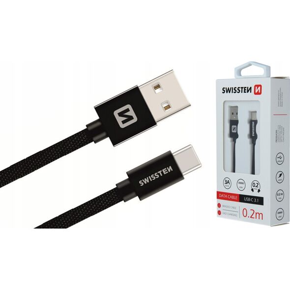 Kabel USB Swissten Swissten 71521101 kabel USB 0,2 m USB A USB C Czarny