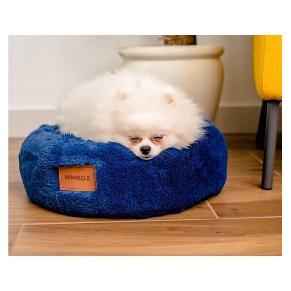 Mimikoko MIMIKO Pets Legowisko Shaggy okrągłe M 45cm chabrowe