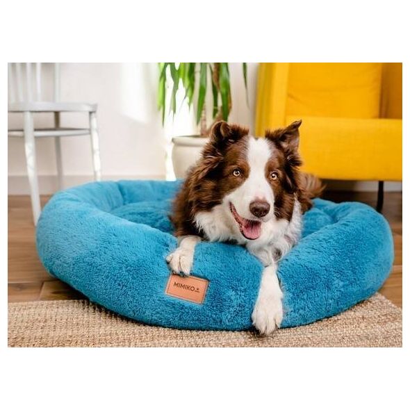 Mimikoko MIMIKO Pets Legowisko Shaggy okrągłe XXL 100cm turkusowe