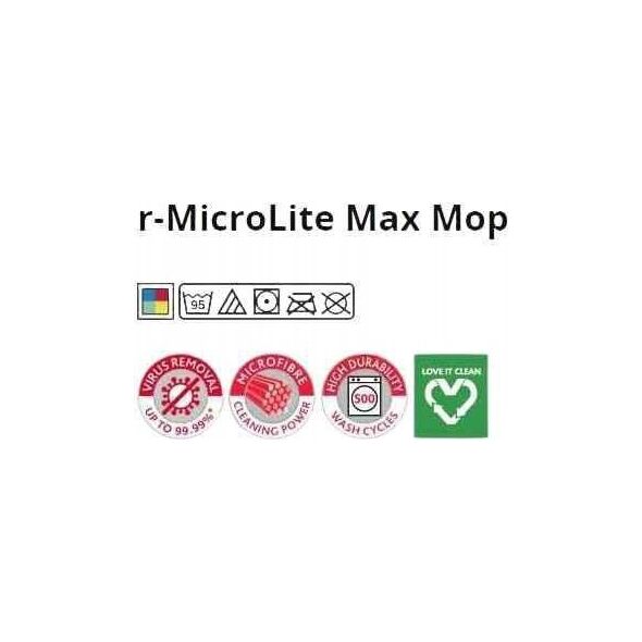 Moppe Stropper UltraSpeed r-MicroLite Max 40cm Microfiber med Kanter Grå Tør/Våd,1 stk