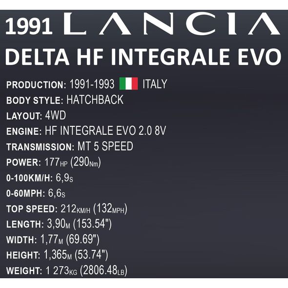 Cobi COBI Lancia Delta HF Integrale EVO Executive Edition, construction toy (scale: 1:12)