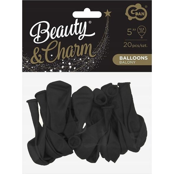 Balony Beauty&Charm pastelowe czarne 13cm 20szt