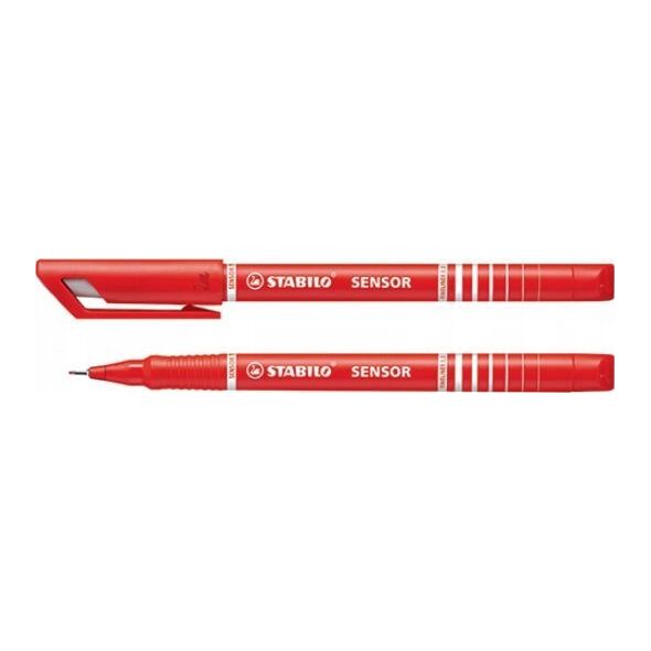 Stabilo Fineliner Stabilo Sensor 189, 0,3 mm, rød, æske a 10 stk.