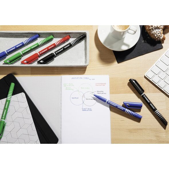 Stabilo Fineliner Stabilo Sensor 189, 0,3 mm, rød, æske a 10 stk.