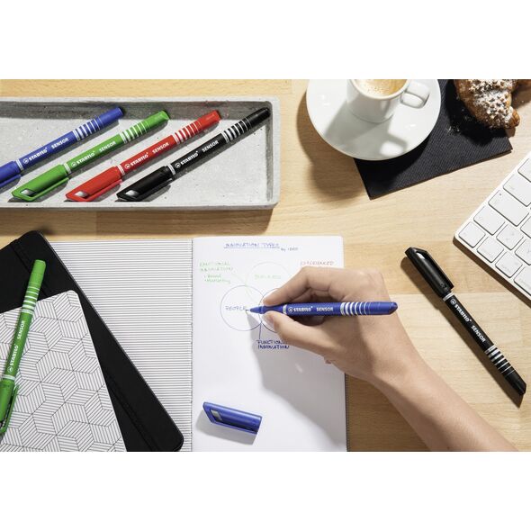Stabilo Fineliner Stabilo Sensor 189, 0,3 mm, rød, æske a 10 stk.