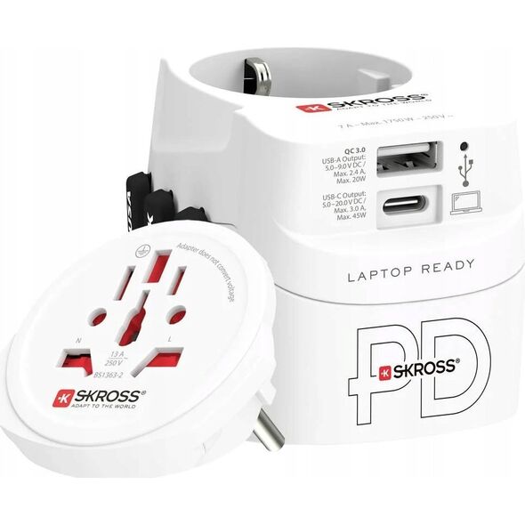 Skross Adapter podróżny PRO Light USB AC45PD